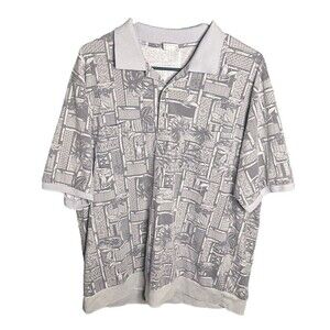 Vintage MC Escher Style Art All Over Print Plant Polo Shirt